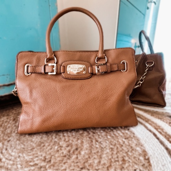 Michael Kors Handbags - Michael Kors Hamilton Satchel | Luggage Brown Leather Bag